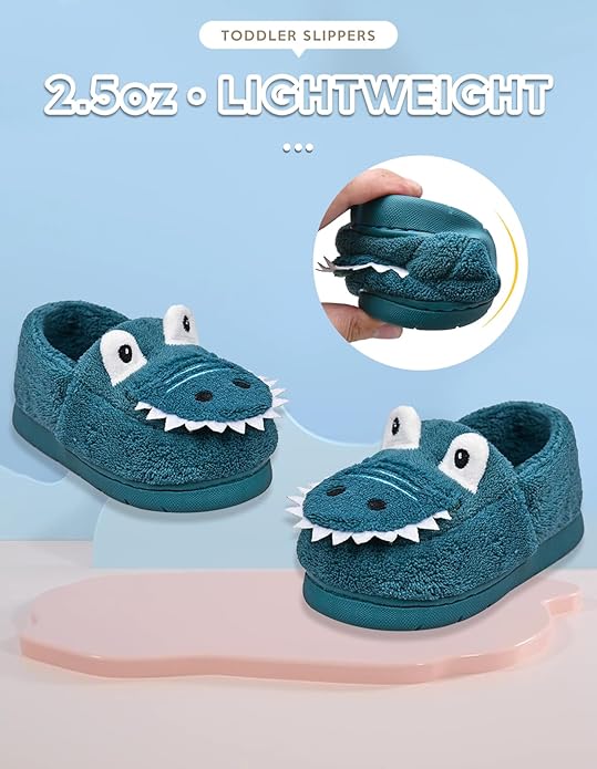 Kids Toddler Slippers Boys Girls Dinosaur Bunny House Shoes Non Slip Warm Soft Winter Fuzzy Indoor Slipper