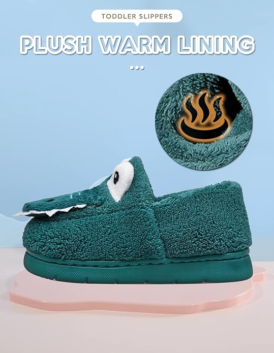 Kids Toddler Slippers Boys Girls Dinosaur Bunny House Shoes Non Slip Warm Soft Winter Fuzzy Indoor Slipper