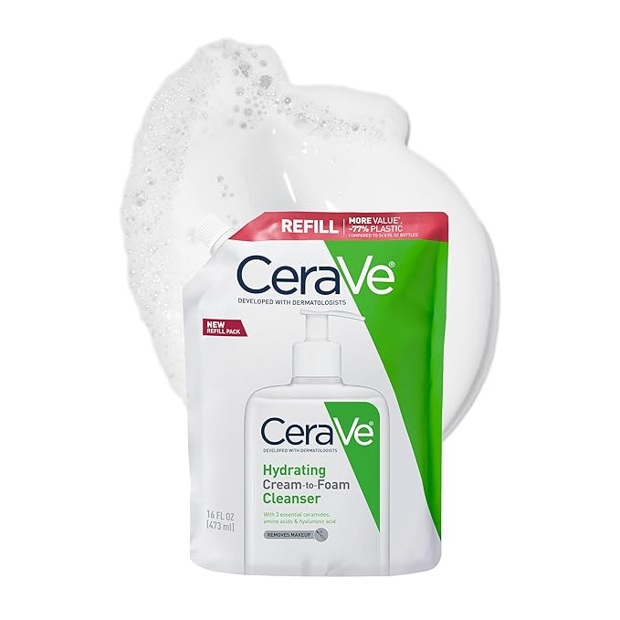 CeraVe Cream-to-Foam Hydrating Cleanser – Dry Skin Makeup Removing Face Wash (19 oz)