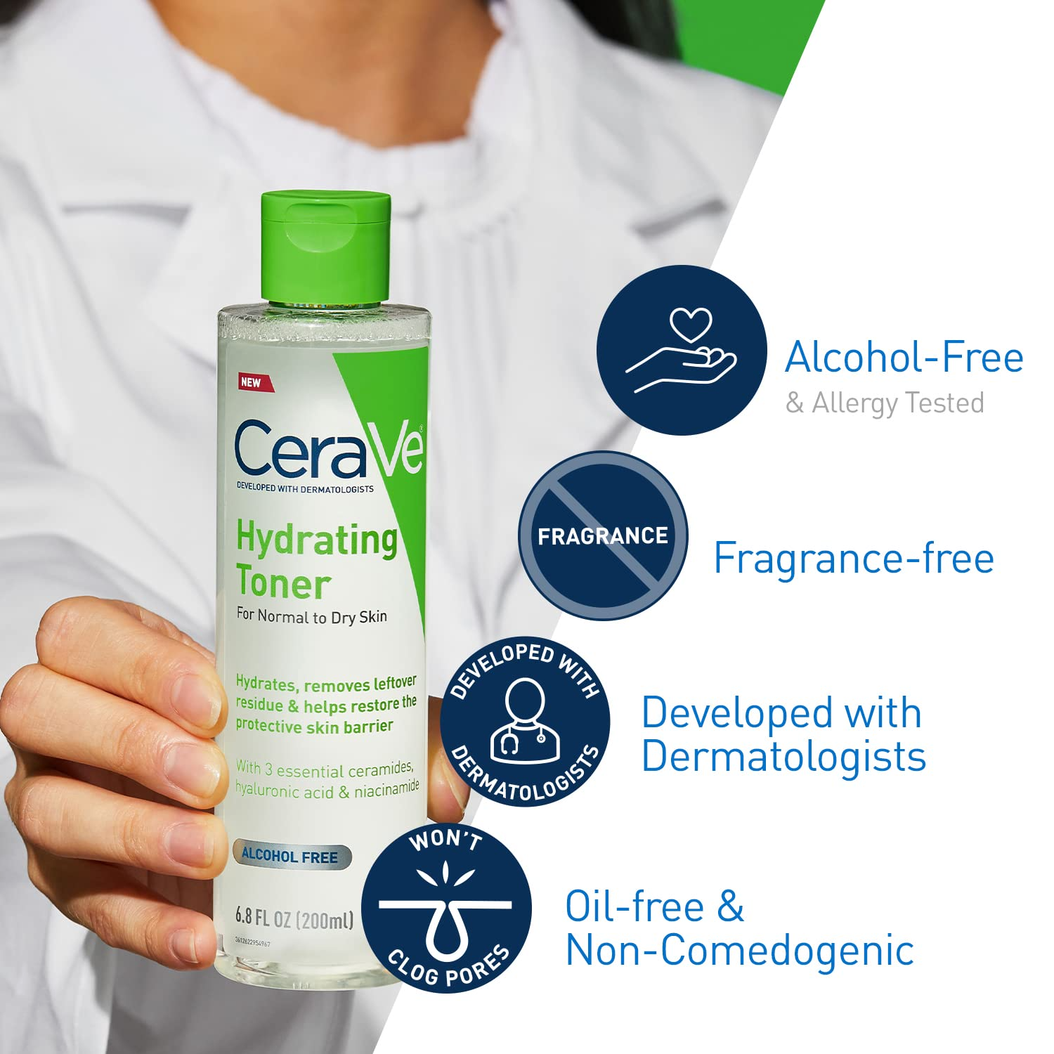 CeraVe Alcohol-Free Hydrating Toner – HA, Niacinamide & Ceramides (6.8 oz)