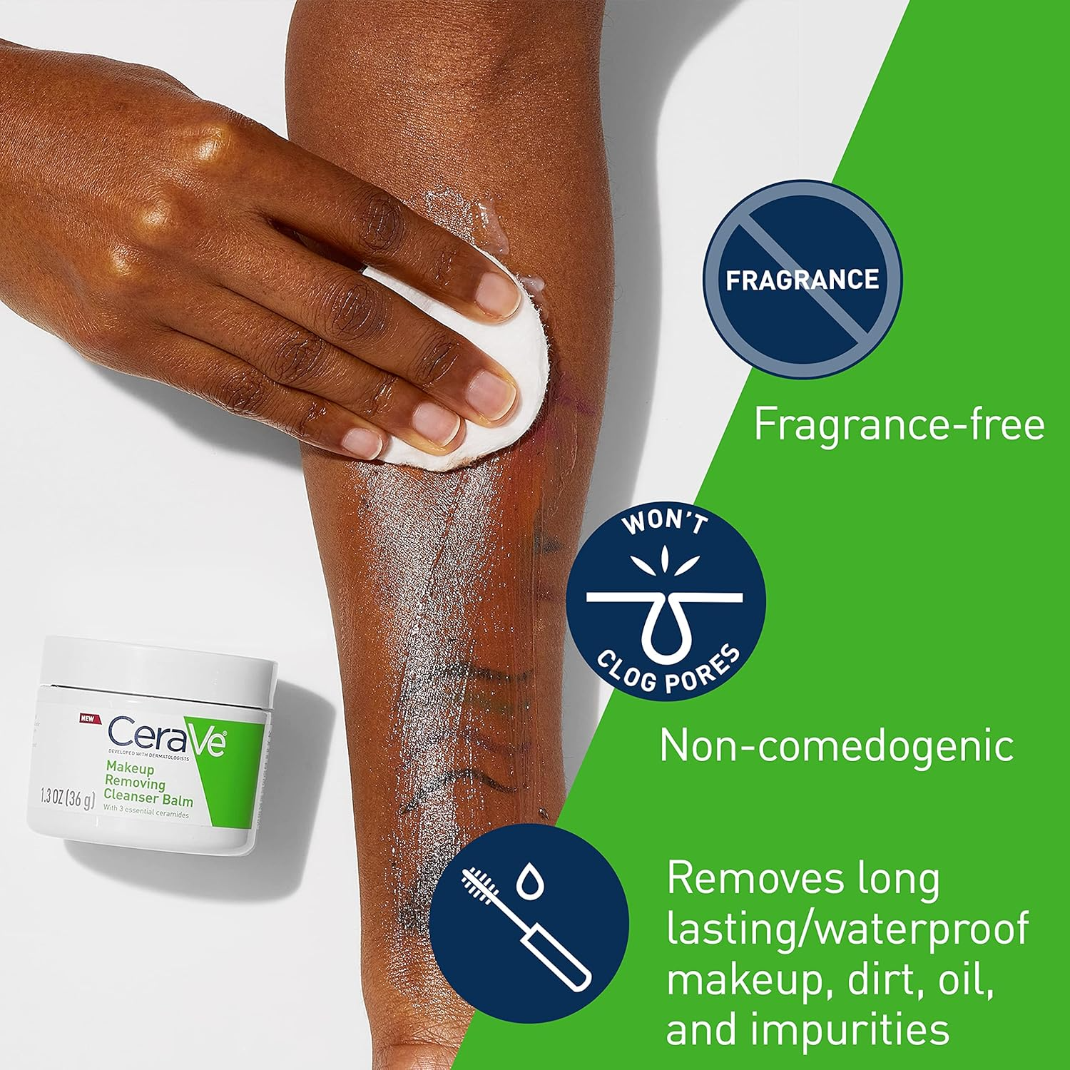 CeraVe Makeup Cleansing Balm – Waterproof Remover with Ceramides & Jojoba Oil (1.3 oz)