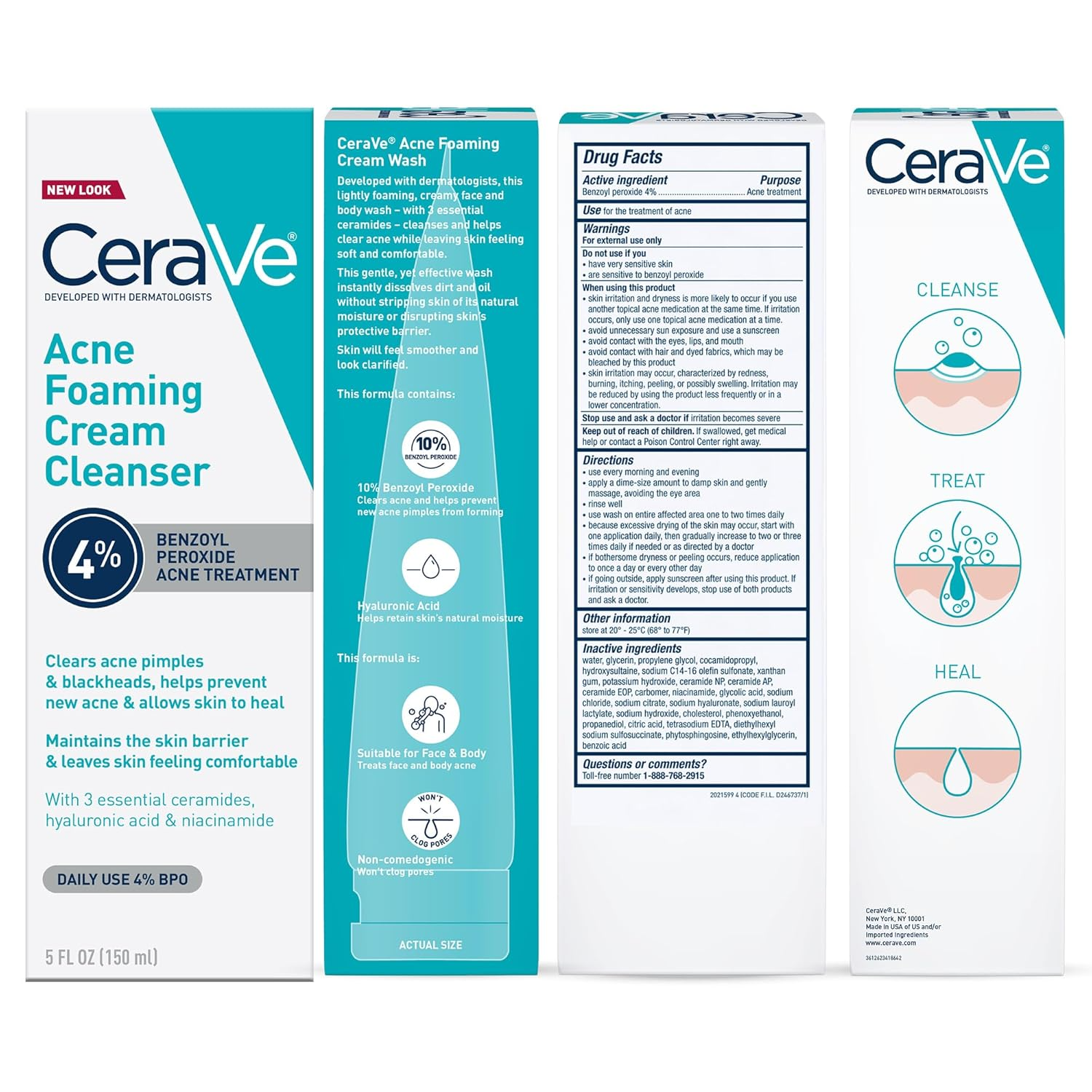 CeraVe 4% Benzoyl Peroxide Acne Cleanser – Gentle Daily Face Wash