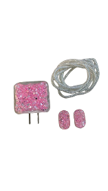 protector de cargador con brillo rosa