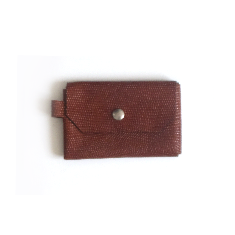 Porte-monnaie cuir cognac écailles