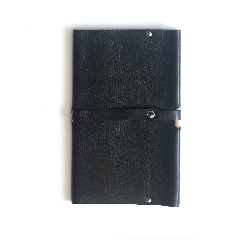 Porte carnet en cuir nappa noir