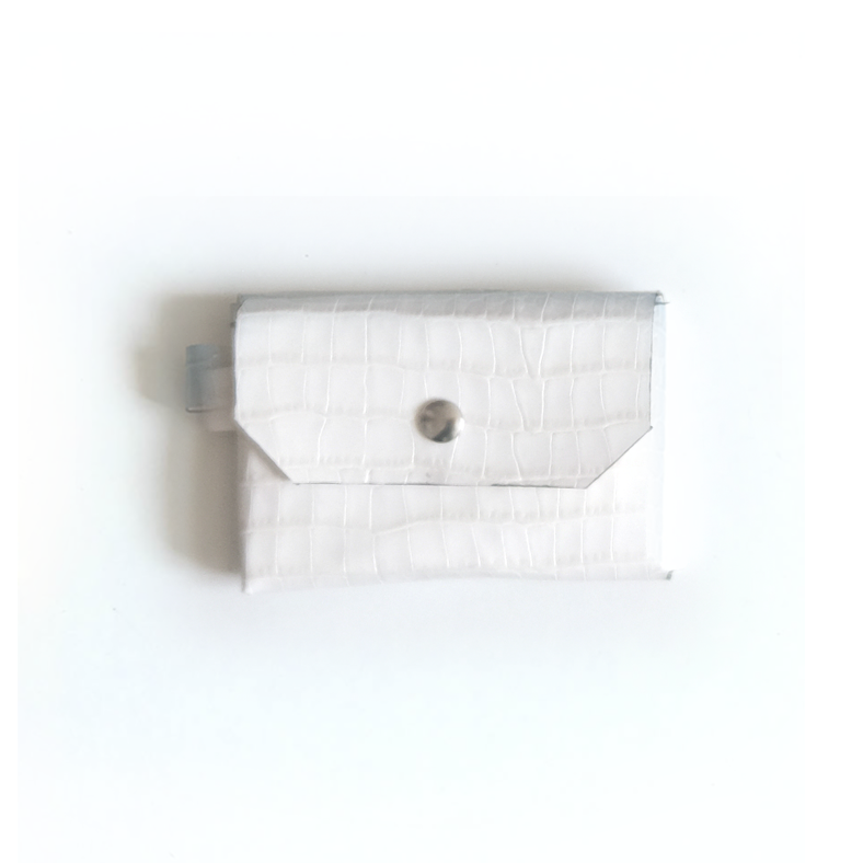 Porte-monnaie cuir blanc effet croco