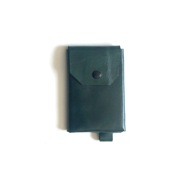 Porte-monnaie cuir aniline vert foncé pression noire
