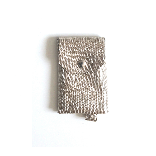 Porte-monnaie cuir métallisé or clair