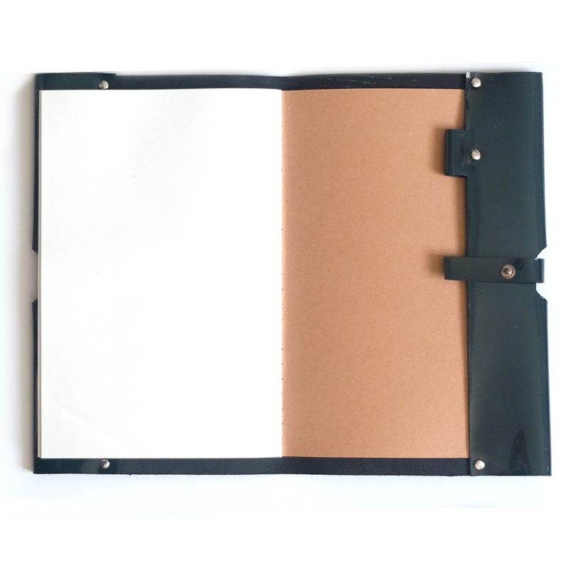 Porte carnet en cuir verni vert foncé