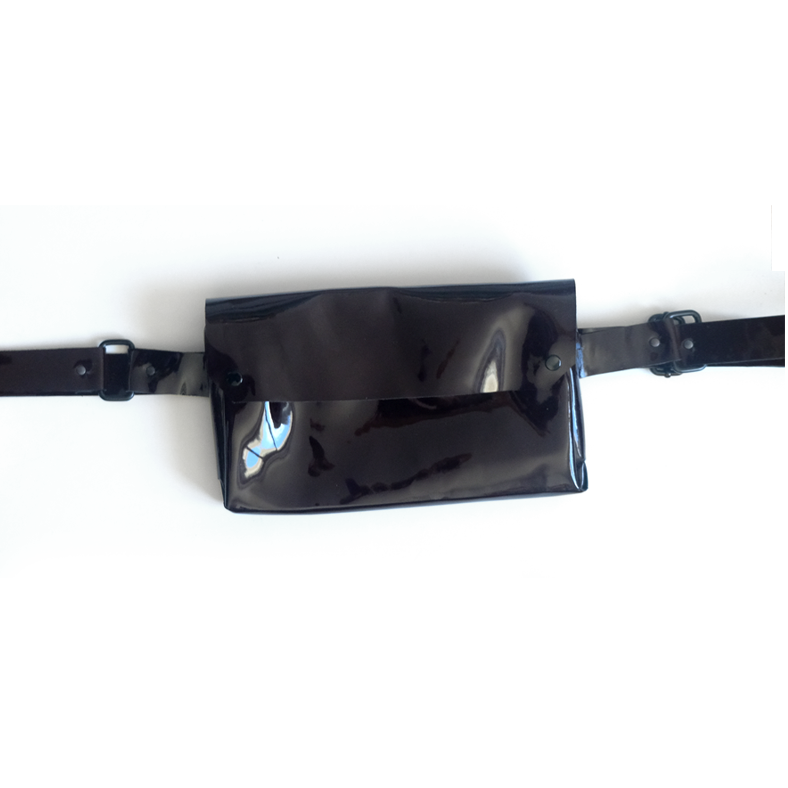 Sac banane en cuir verni grenat foncé