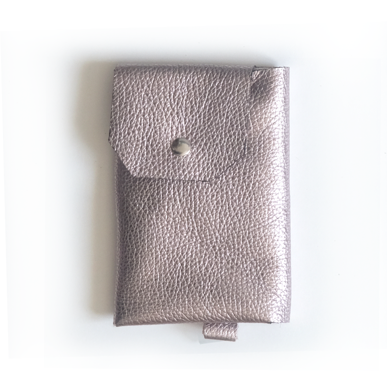 Portefeuille cuir métallisé rosé