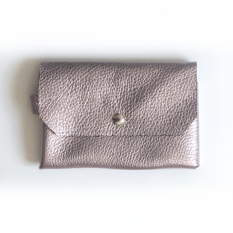 Portefeuille cuir métallisé rosé