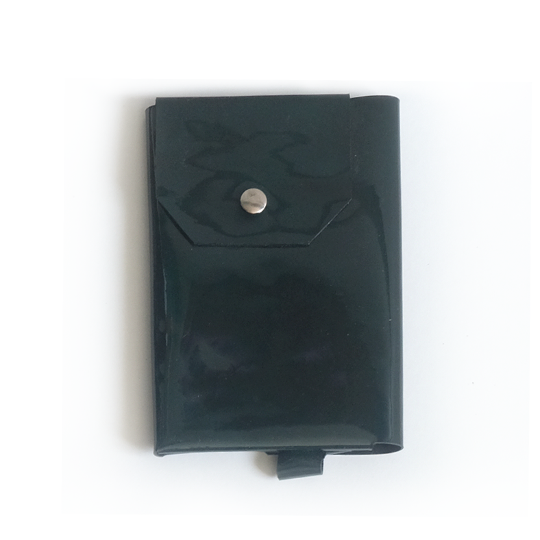 Portefeuille cuir verni vert foncé