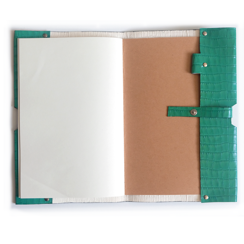 Porte carnet en cuir vert effet croco