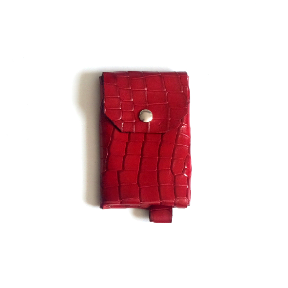 Porte-monnaie rouge bordeaux effet croco