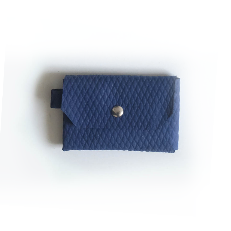 Porte-monnaie cuir cobalt damassé