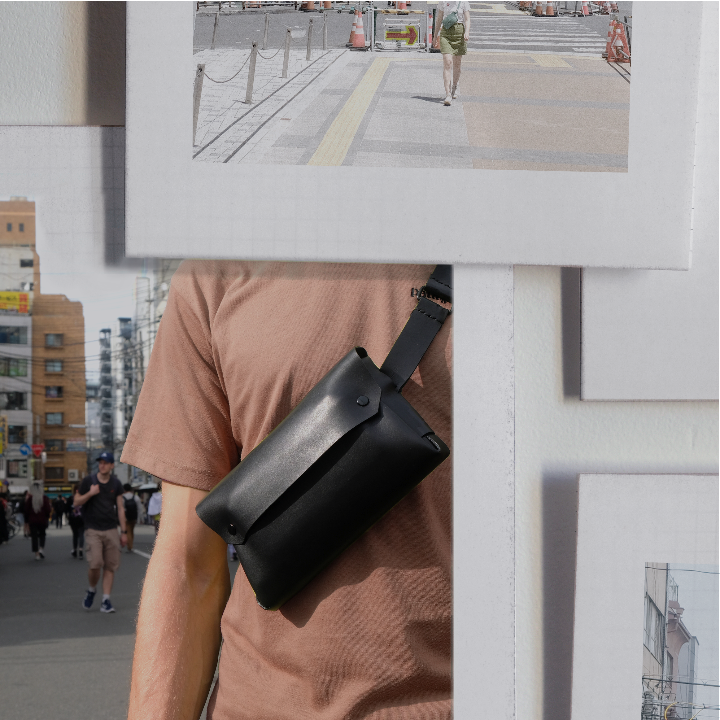 Sac banane en cuir aniline vert foncé