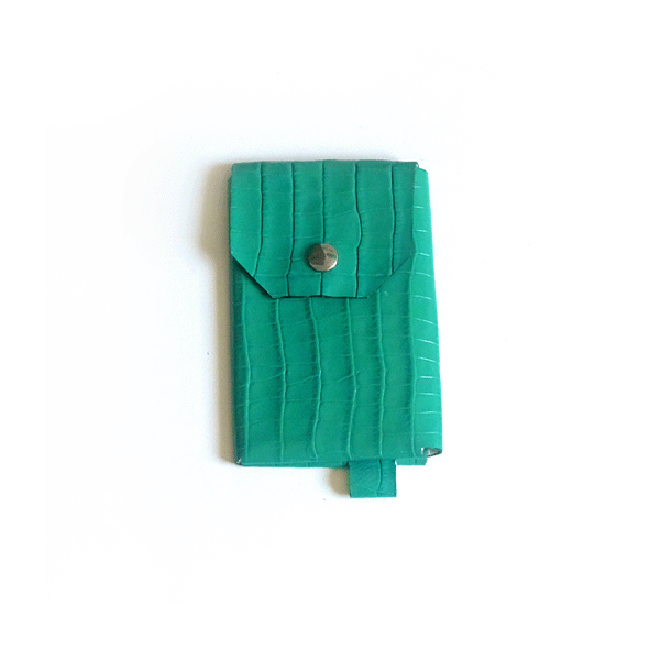 Porte-monnaie vert effet croco