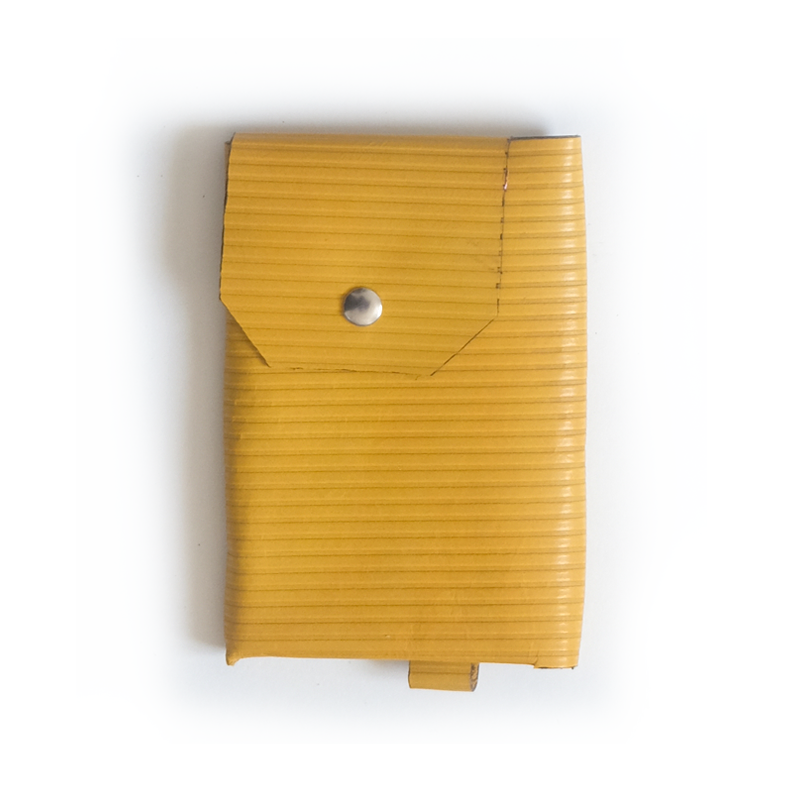 Portefeuille cuir jaune rayé