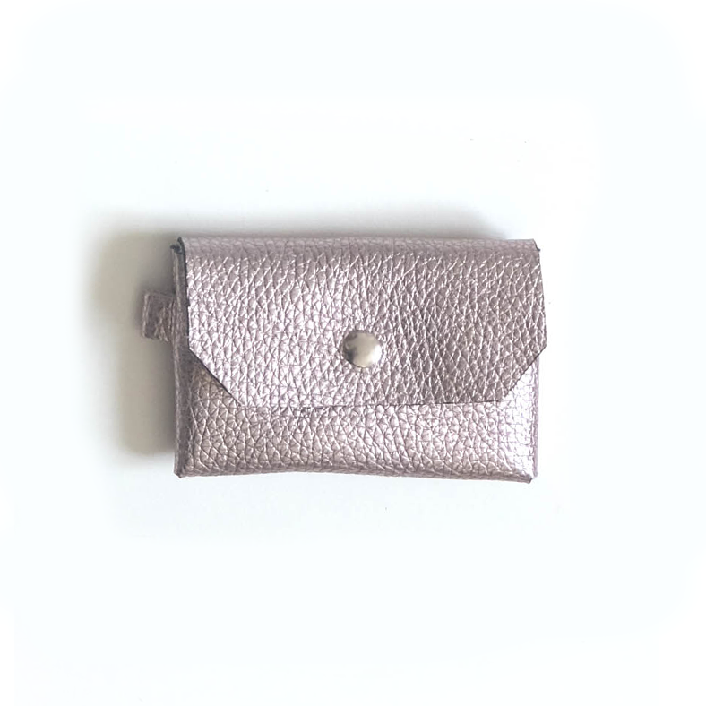 Porte-monnaie cuir métallisé rosé