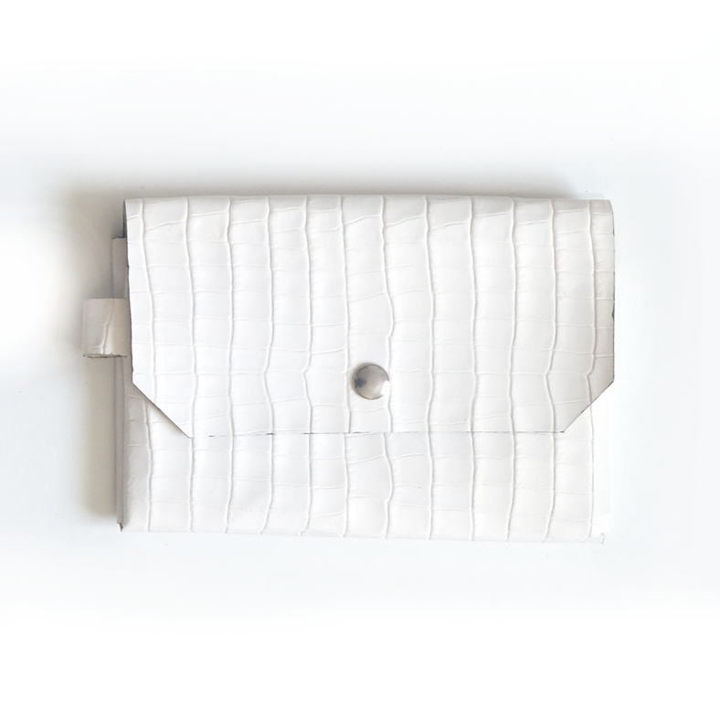 Portefeuille cuir blanc effet croco