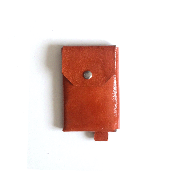 Porte-monnaie cuir verni cuivre