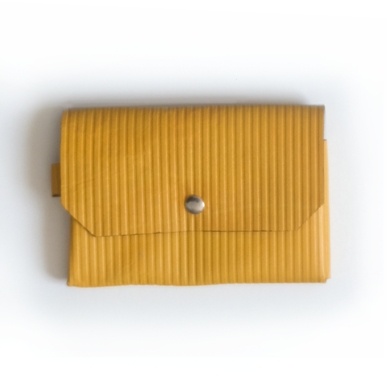 Portefeuille cuir jaune rayé