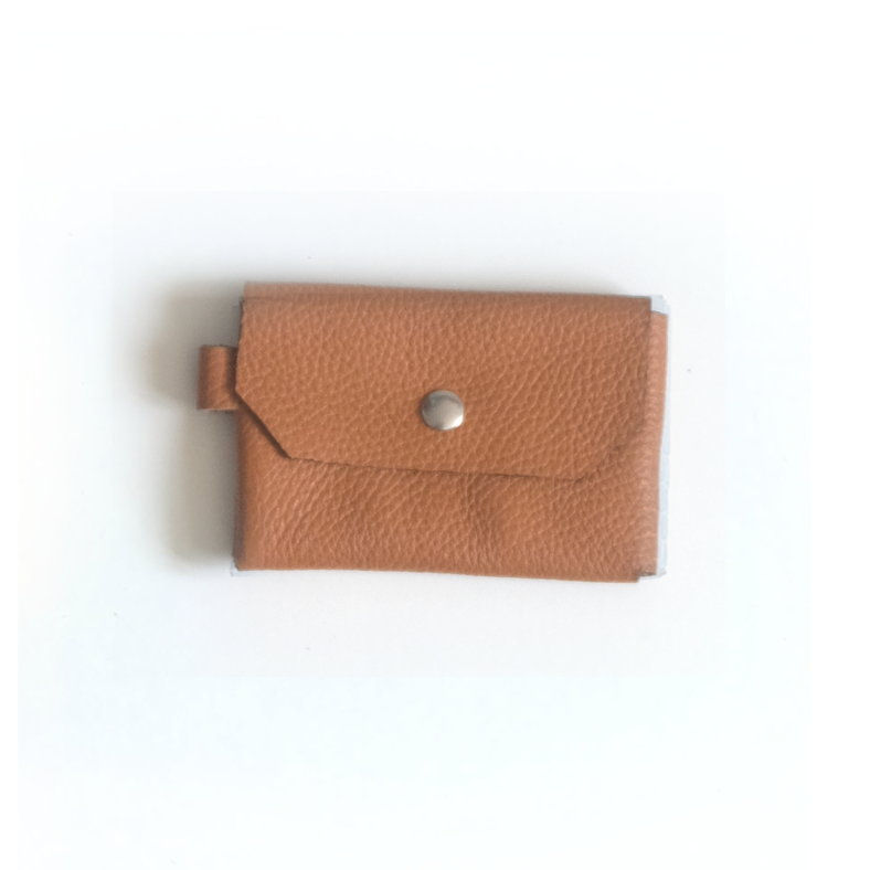 Porte-monnaie cuir grainé camel