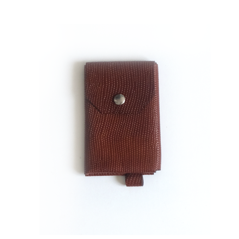 Porte-monnaie cuir cognac écailles