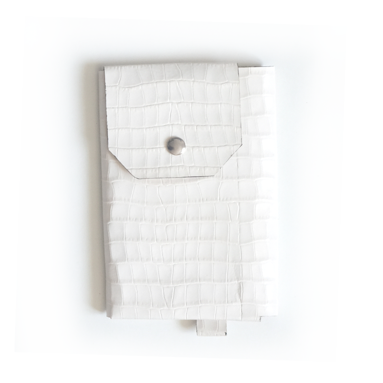 Portefeuille cuir blanc effet croco