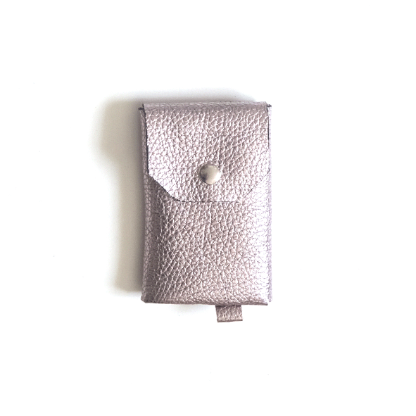 Porte-monnaie cuir métallisé rosé
