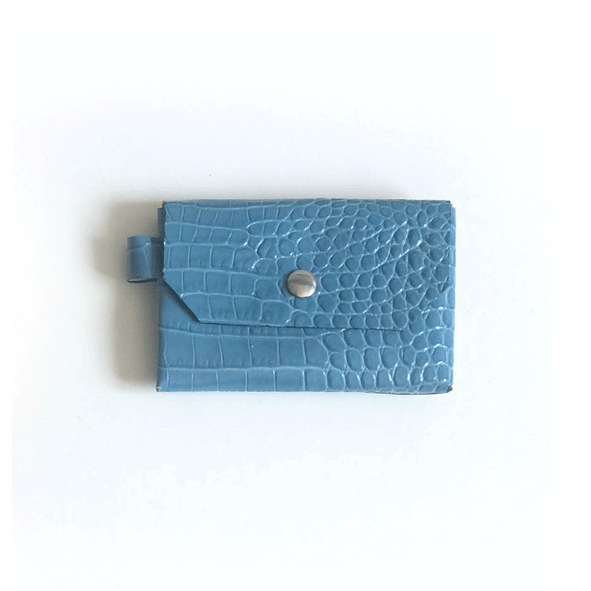 Porte-monnaie bleu effet croco