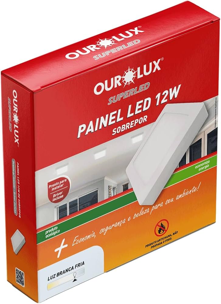 Painel LED 12W Sobrepor Quadrada