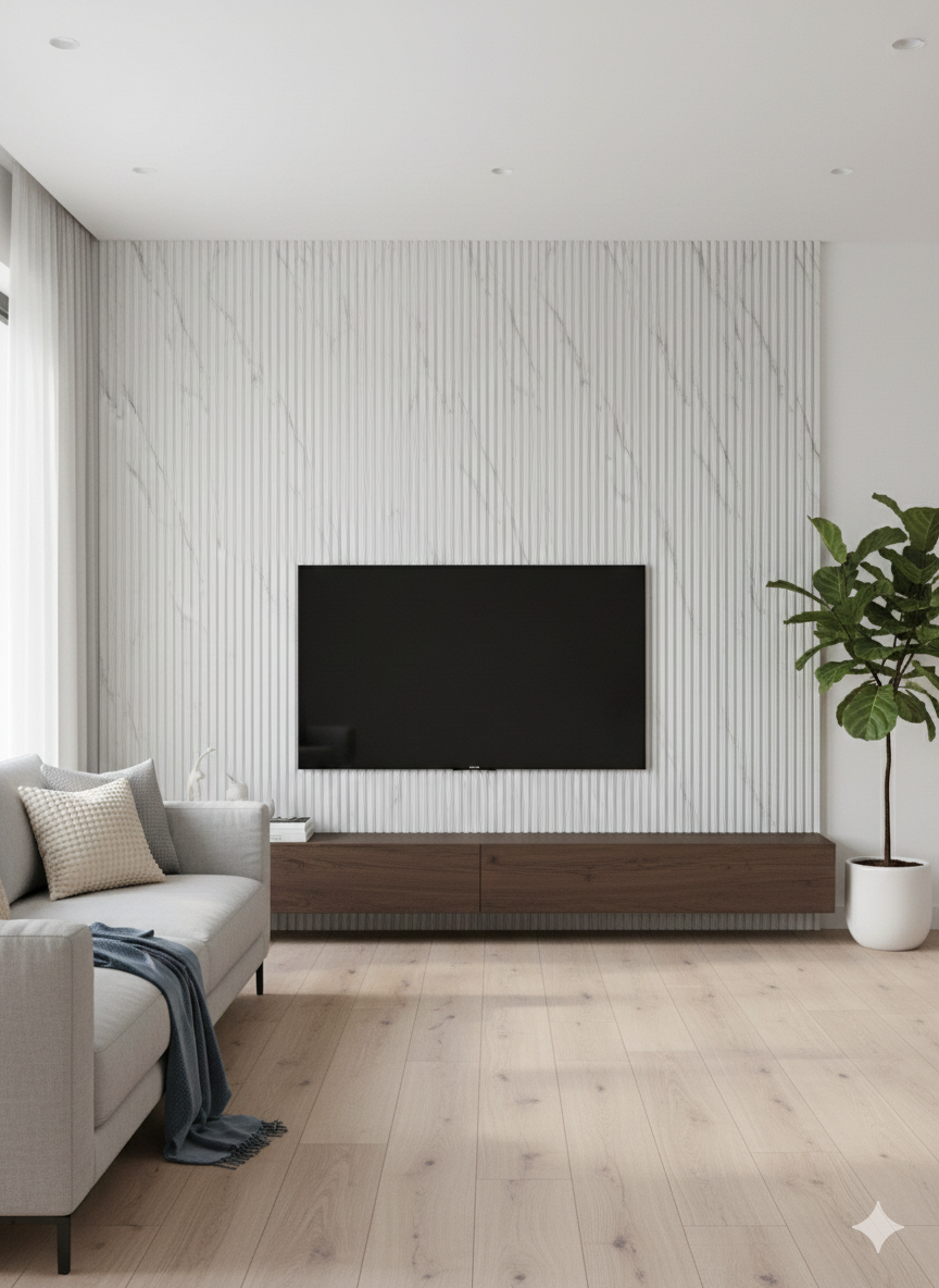 Painel Ripado WPC - Branco Rajado