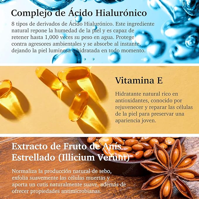 Suero facial con ácido hialurónico