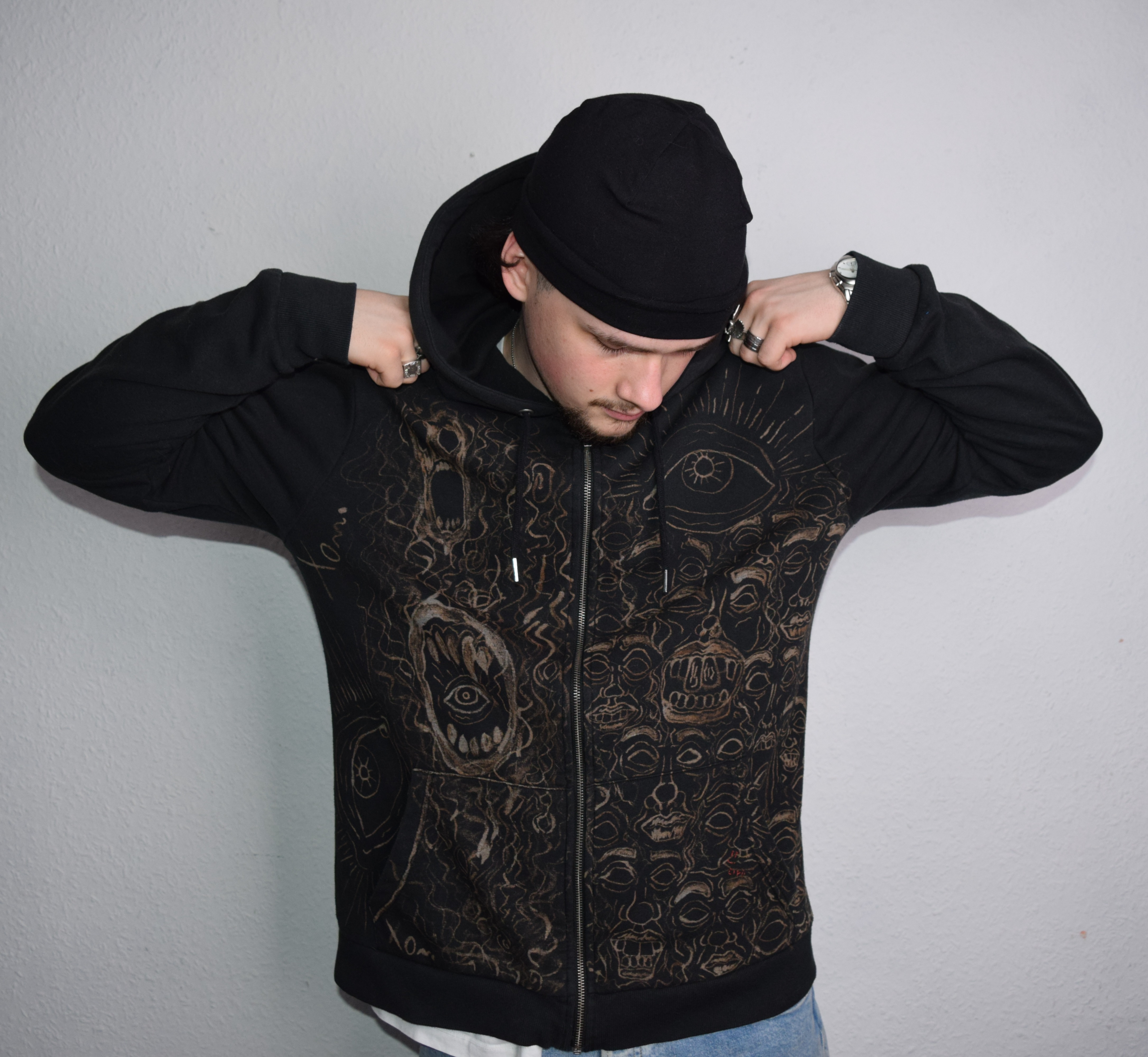 THEY SEE U - Bleached zip hoodie