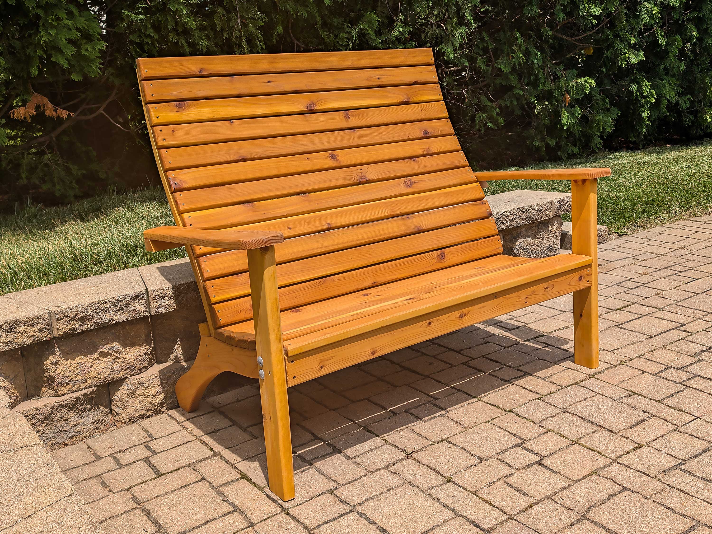 Adirondack Style Cedar Outdoor Patio Bench