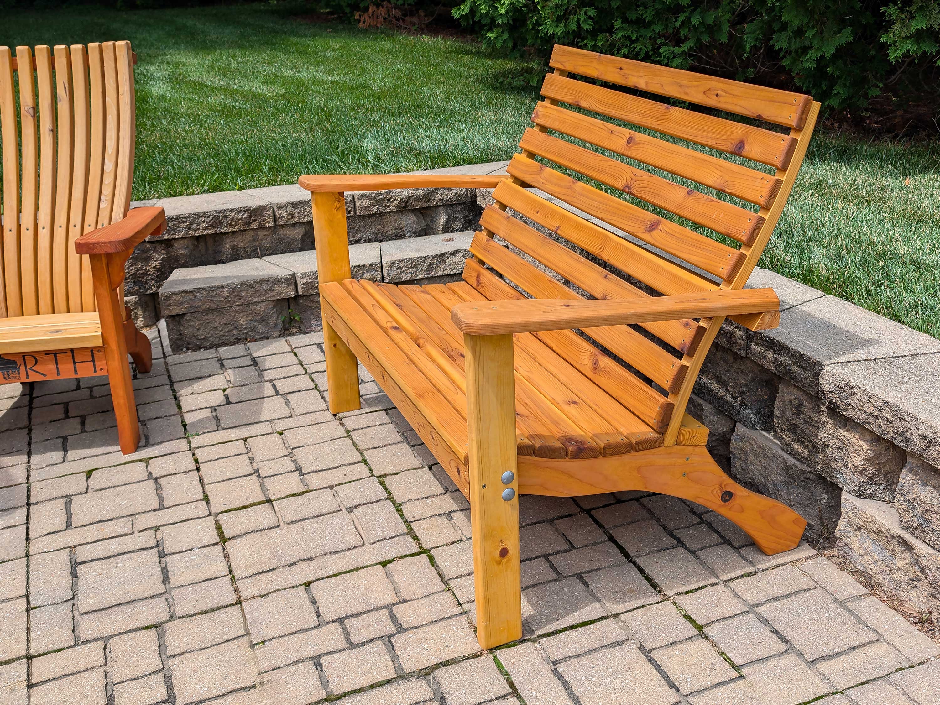 Adirondack Style Cedar Outdoor Traditional Patio Bench 