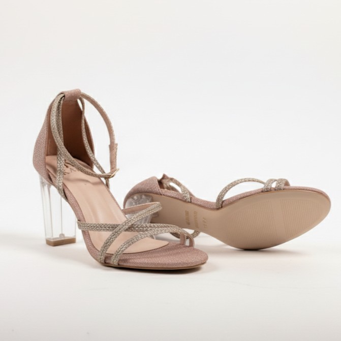 Braided Clear Block Heels 