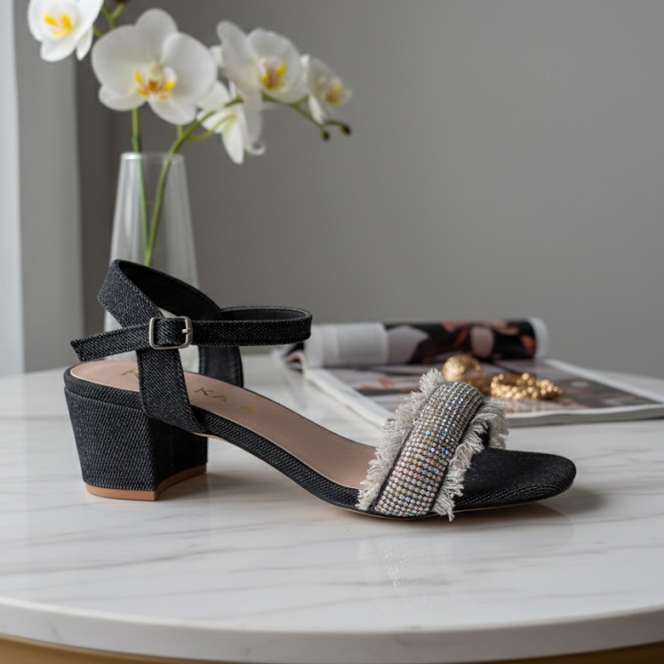 Fringe Glam Block Heels.