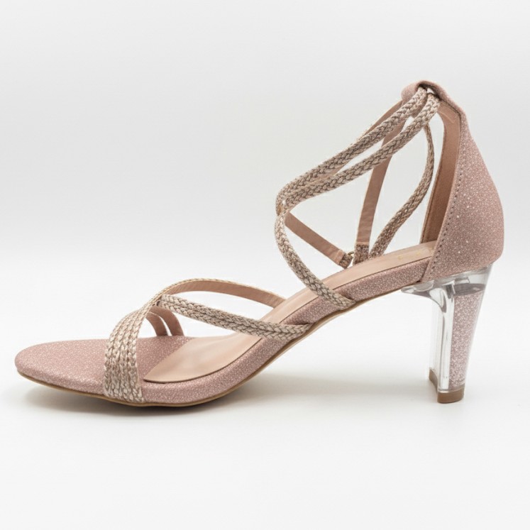 Braided Clear Block Heels 