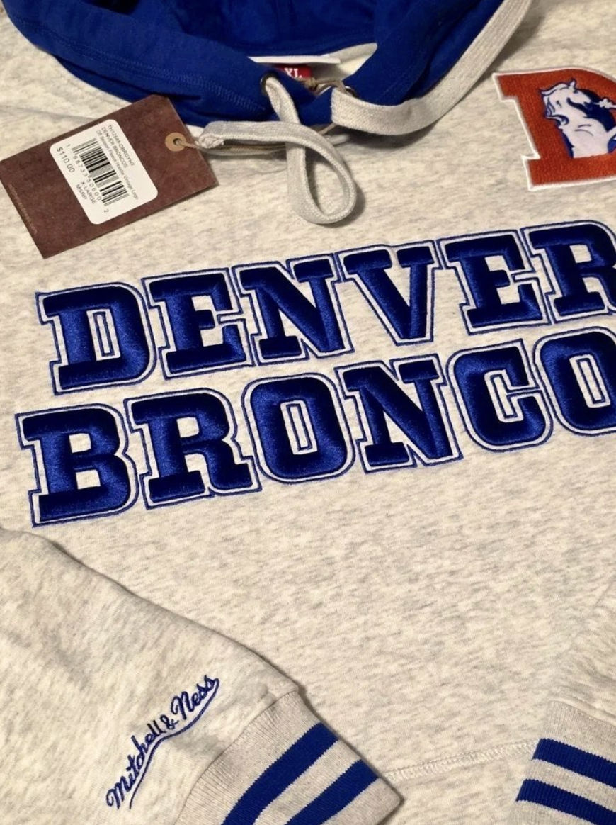 Denver Broncos Men’s Hoodie Mitchell & Ness Throwback Gray