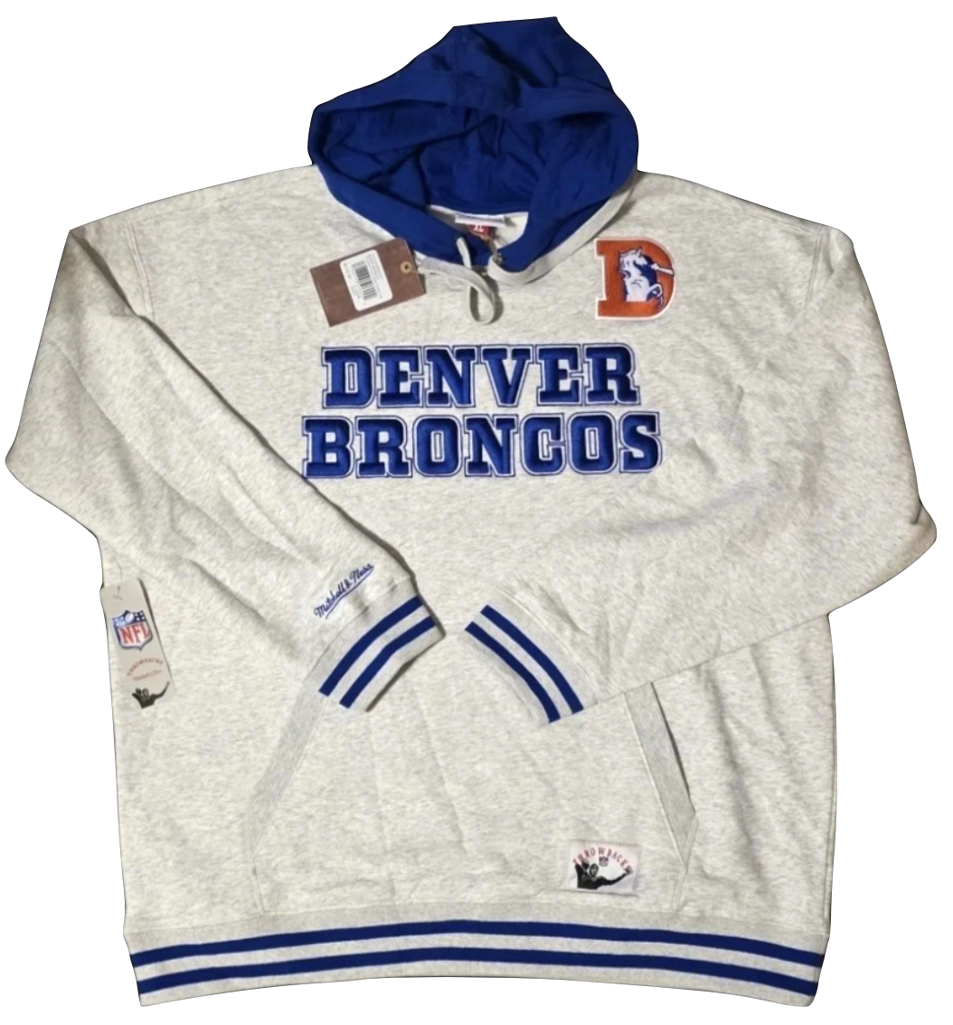 Denver Broncos Men’s Hoodie Mitchell & Ness Throwback Gray