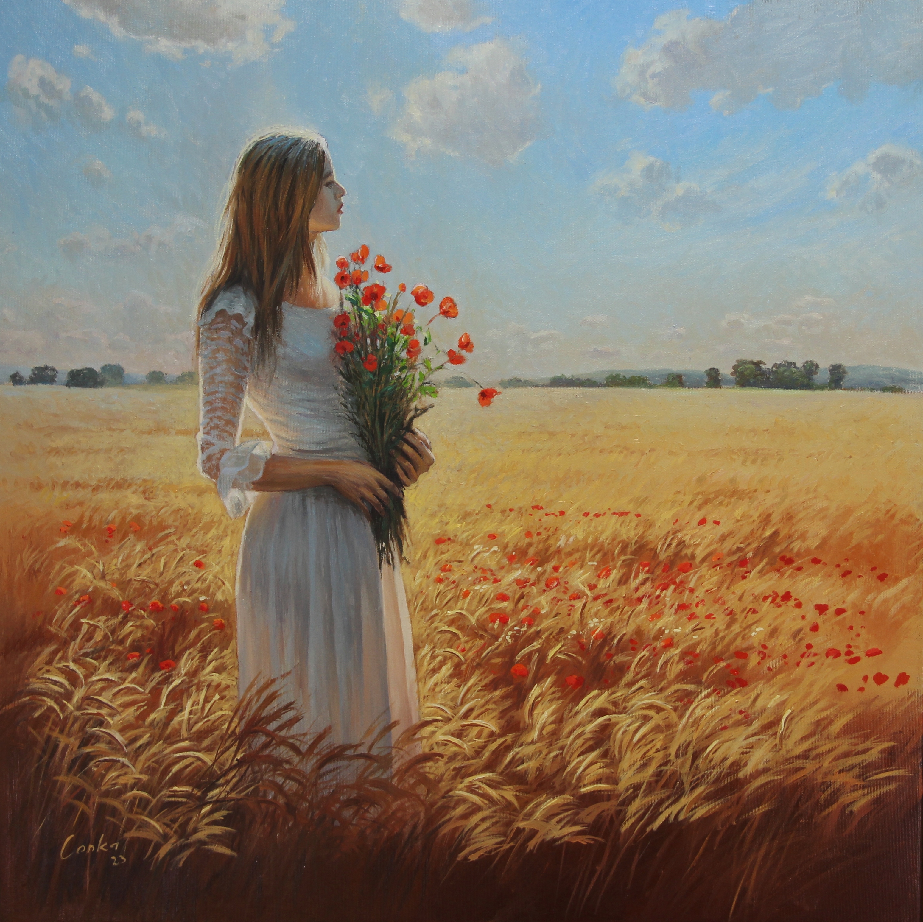Woman with poppies