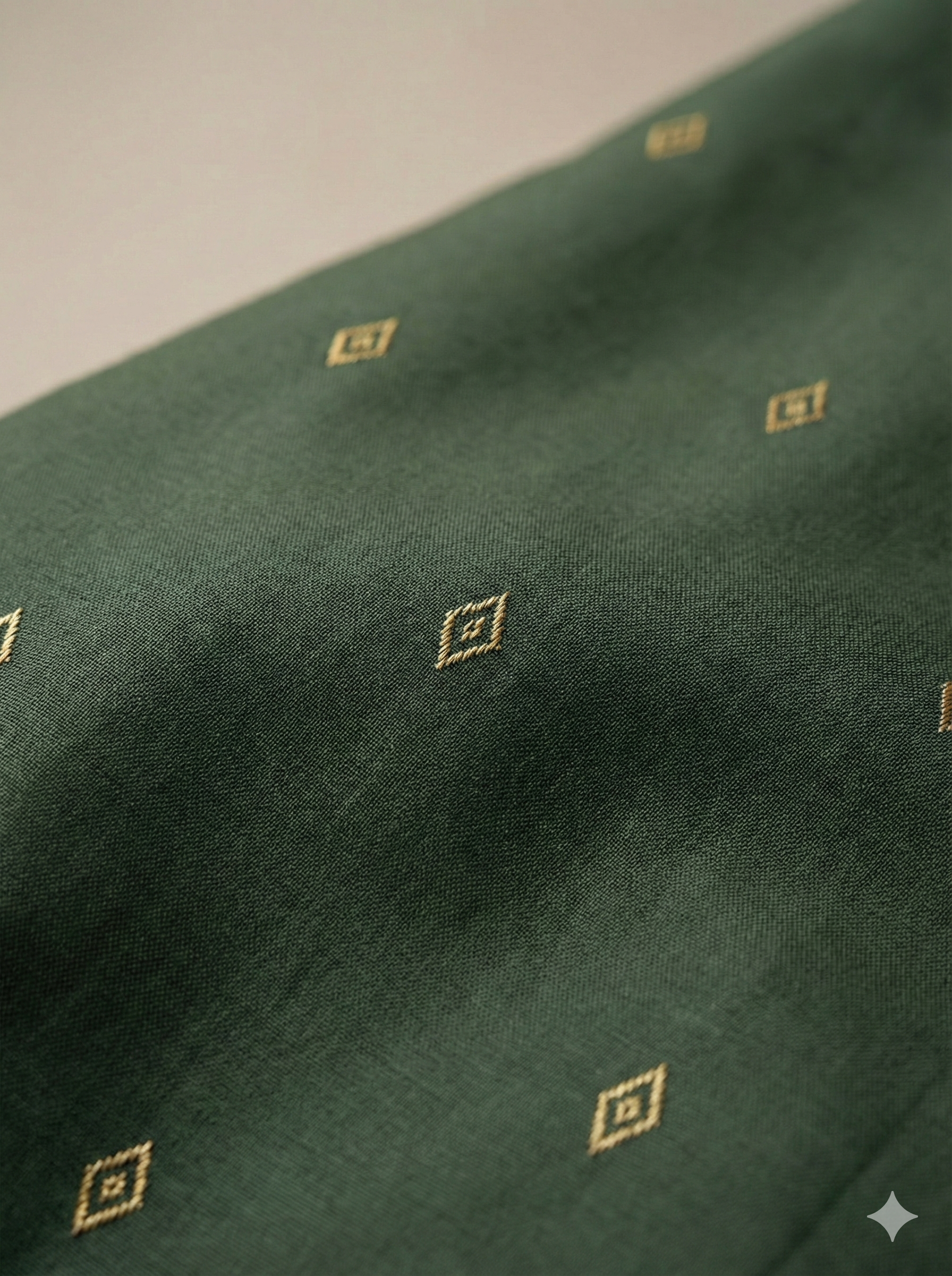 Women's Forest Green Gold-Geometric Print Straight Kurti with Puff Sleeves