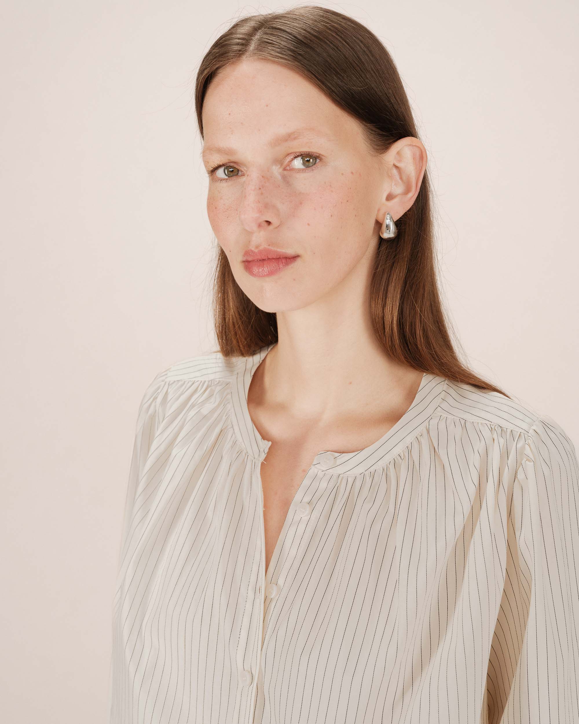 Blouse rayée Sissi, Écru - Grace & Mila