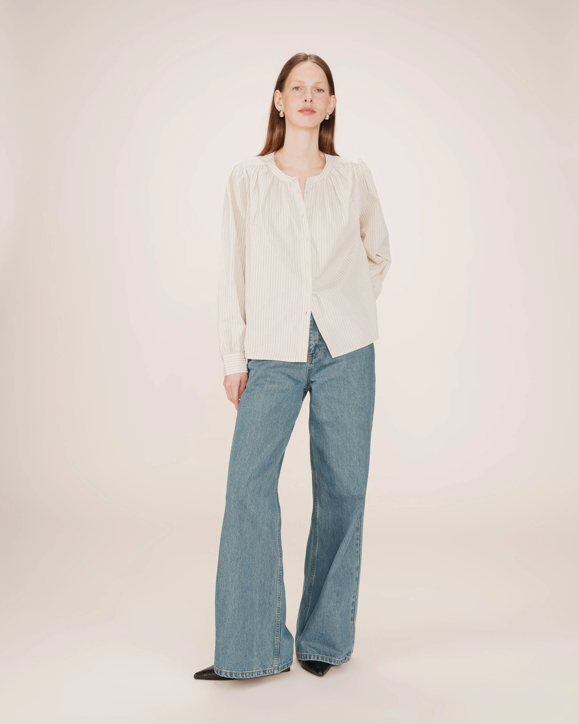 Blouse rayée Sissi, Écru - Grace & Mila