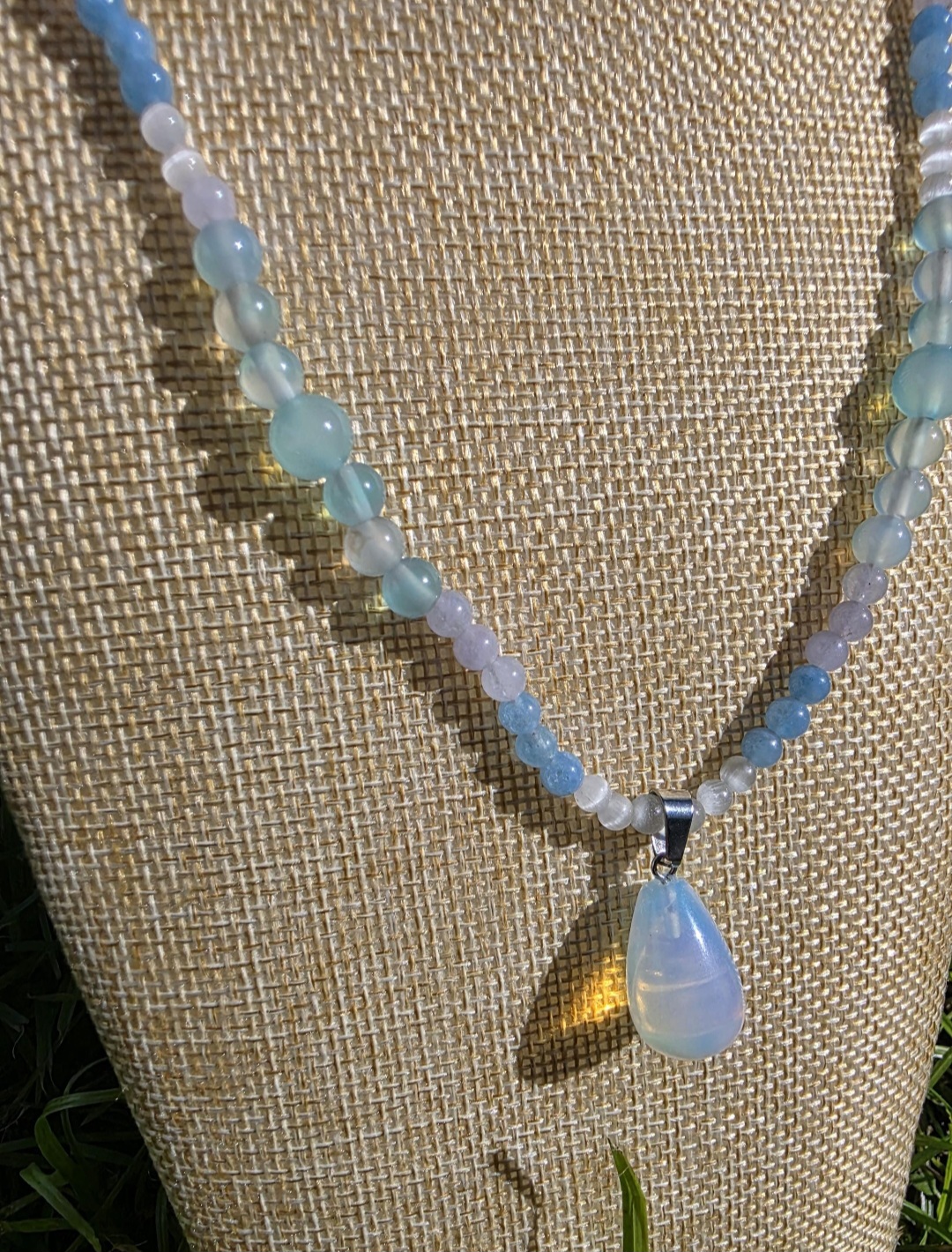 Opalite Pendant Beaded Necklace 