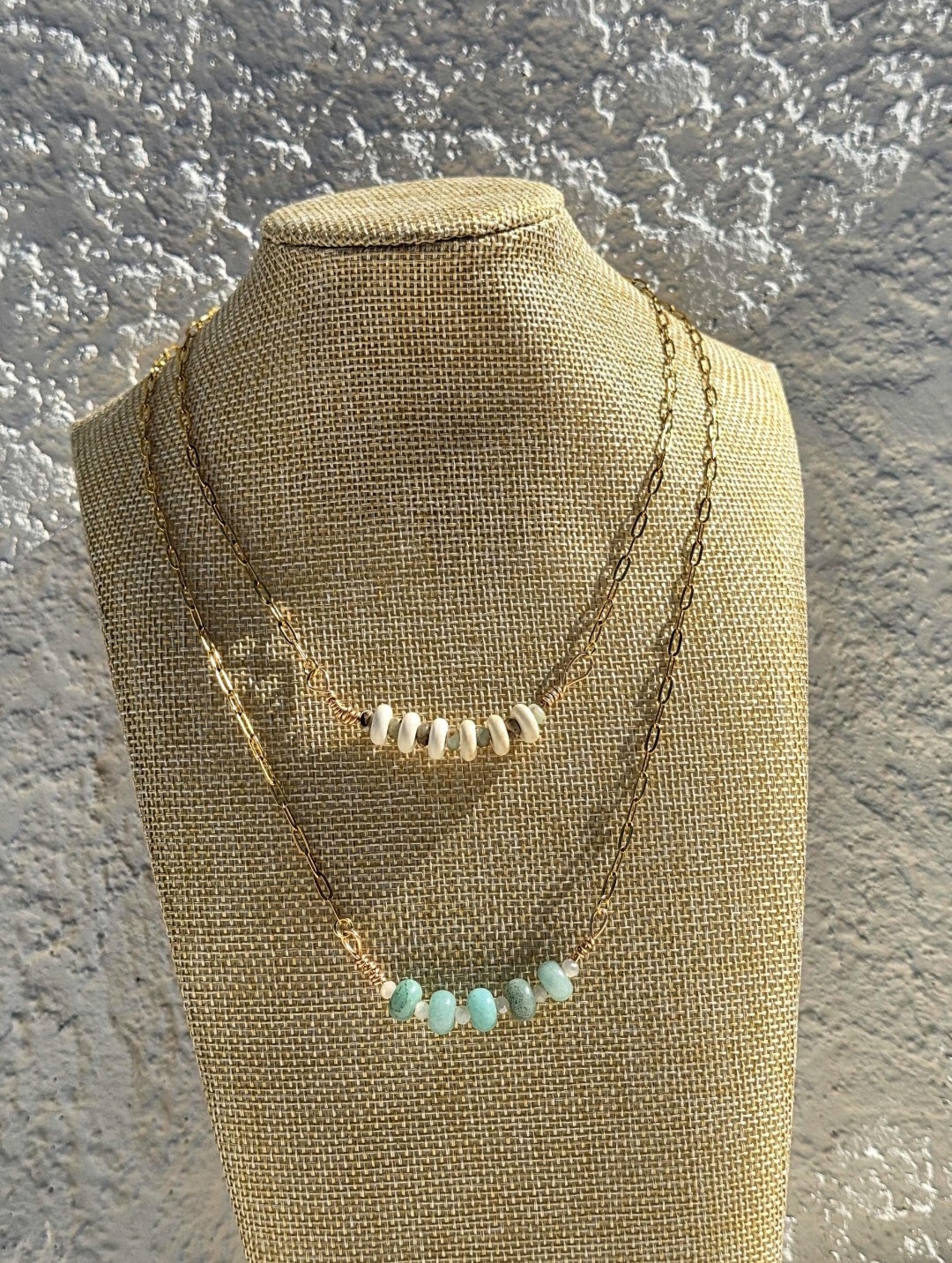 Surf girl crystal and chain necklace hippy boho beach necklace