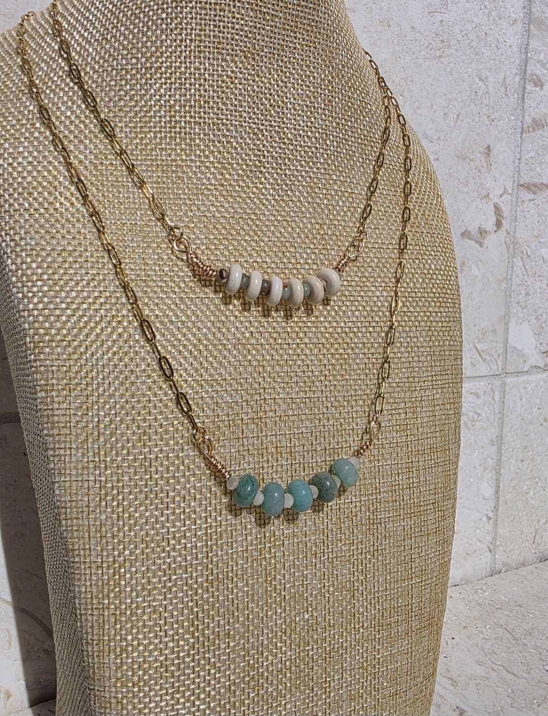 Surf girl crystal and chain necklace hippy boho beach necklace